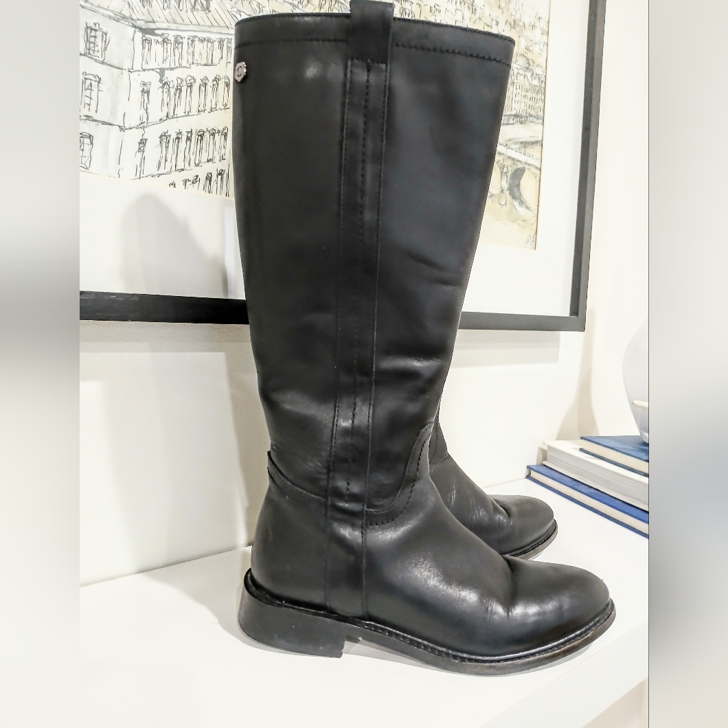 Carmela Leather Lined Blk Boot Mid-Calf Sz 35 ( 5 Us)